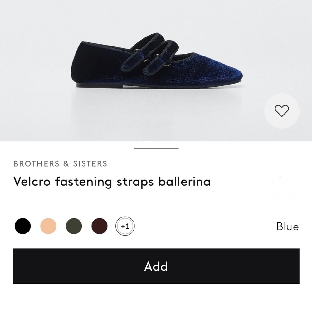 NWT Mango Velcro Fastening Velvet Ballerina Flats - Picture 5 of 8